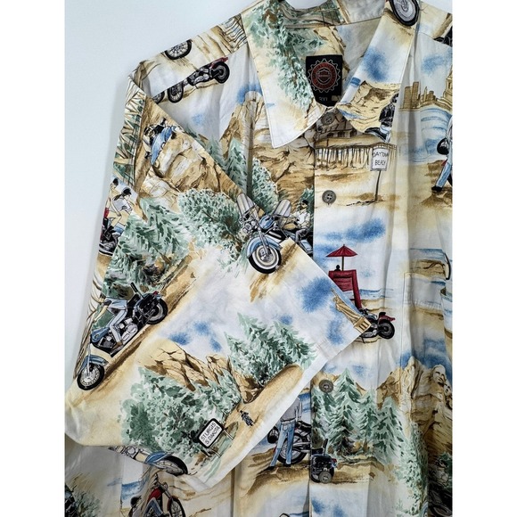 Vintage Harley Davidson Men's Hawaiian White Button Down Shirt 3XL Tori Richards - Picture 2 of 10